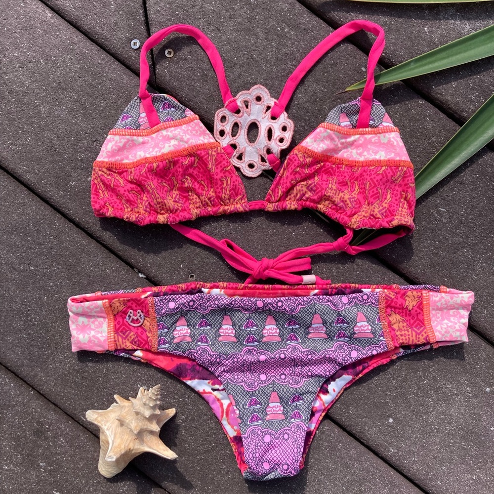 Maaji Pink Multicolor Patterned Bikini Set